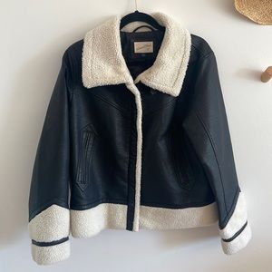 Faux shearling aviator jacket